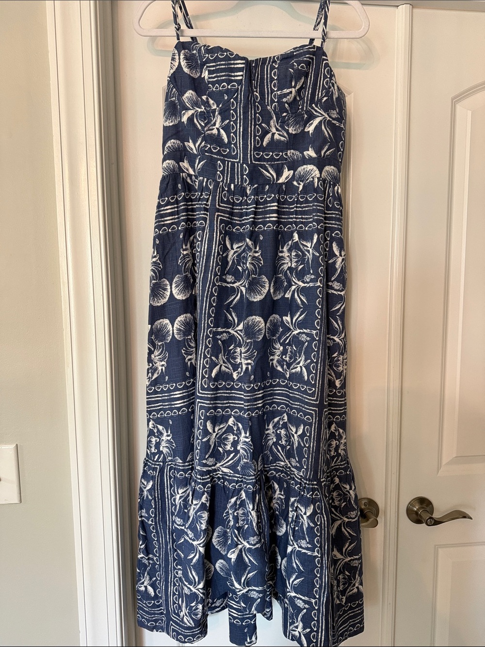 Jacquie the Label Navy and White Floral Bandana-Print Maxi Dress